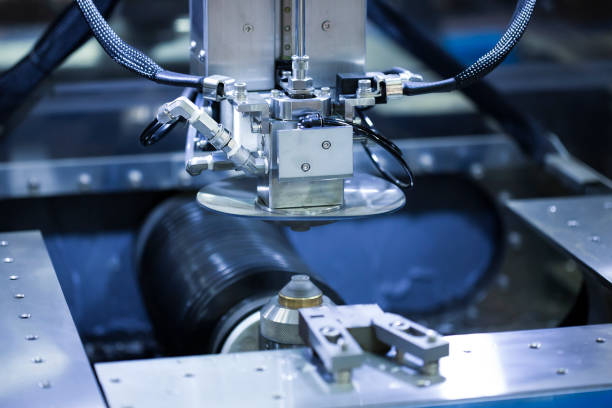 istock CNC machine. Metalworking heavy industry. High-tech and high-speed metal processing. 1432705102