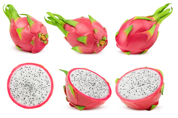 dragon fruit, pitahaya, pitaya, isolated on white background, clipping path, full depth of field