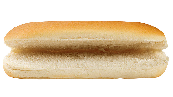 HOT DOG bun isolated on white background, clipping path, full depth of field