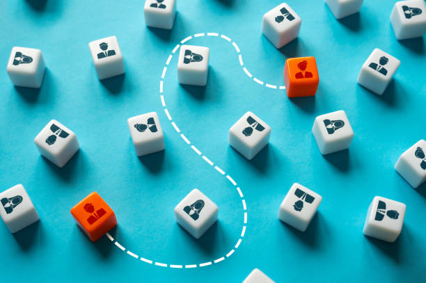 istock A line of communication between two persons in a social group. Mental connection. Find your soul mate. Find relationships and make friends. Partnership. Mutual assistance benefit. Friendship 1432706692