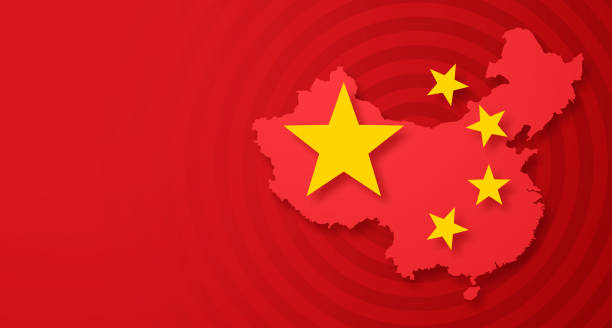 ilustraciones, imágenes clip art, dibujos animados e iconos de stock de mapa de china background banner - bandera china