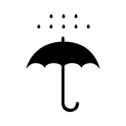 umbrella with rain icon symbol