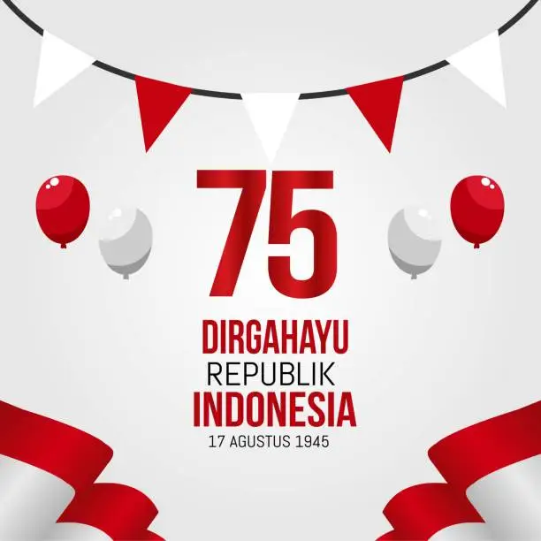 Vector illustration of The 75th Dirgahayu Republik Indonesia Vector Illustration with translation: Happy Independence Day Republic Indonesia 75th