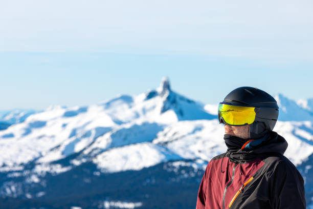 Man looking at Panorama at Whistler Blackcomb ski Resort, BC, Canada