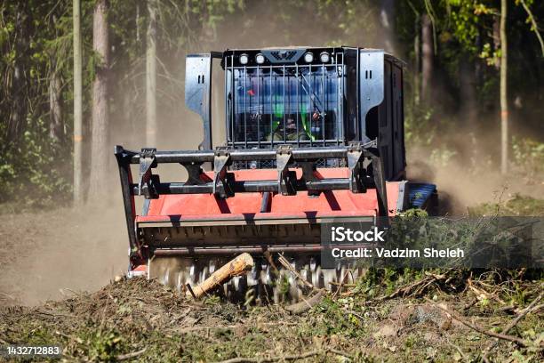 Forest Mulcher That Cleans The Soil In The Forest Tracked General Purpose Vehicles Used For Vegetation And Biomass Management Stock Photo - Download Image Now