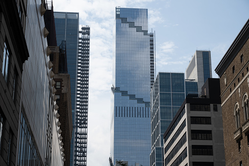 New York, NY, USA - June 2, 2022: The Spiral (66 Hudson Boulevard) skyscraper, designed by  Bjarke Ingels Group, in Hudson Yards.