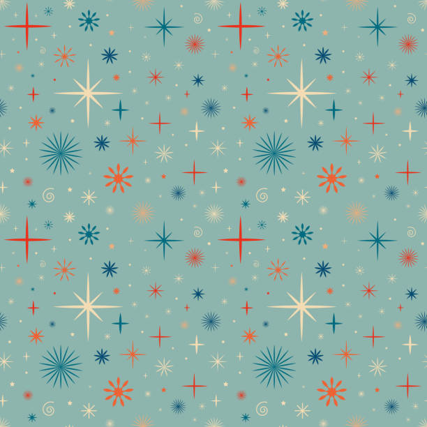 Christmas New Year seamless pattern with stars. Vintage retro seamless pattern with stars. Christmas background with snowflakes vintage backgrounds stock illustrations