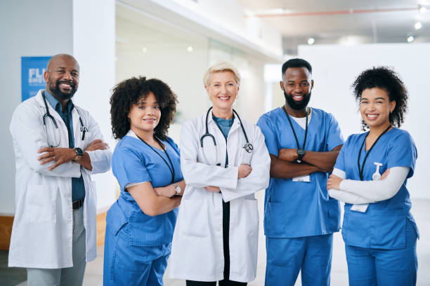 istock Doctors, nurses or diversity in healthcare teamwork, collaboration or trust in Canada wellness hospital. Portrait, smile or happy medical workers in about us, medicine support or insurance consulting 1432720127