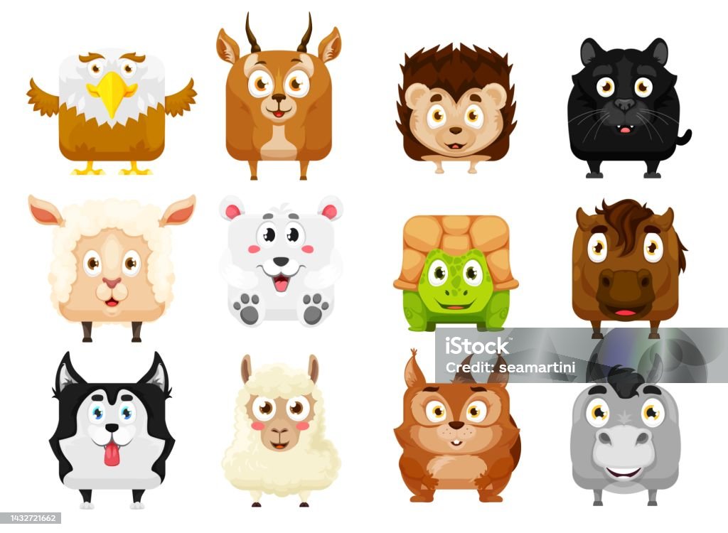 Ilustración de Dibujos Animados Kawaii Caras Cuadradas De Animales Divertido Set De Mascotas y más Vectores Libres de Derechos de Animales salvajes - iStock Ilustración de Dibujos Animados Kawaii Caras Cuadradas De Animales Divertido Set De Mascotas y más Vectores Libres de Derechos de Animales salvajes - iStock