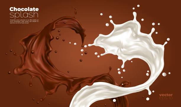 illustrations, cliparts, dessins animés et icônes de éclaboussures de lait et de chocolat tourbillons et écoulements, vecteur - splashing water liquid spraying