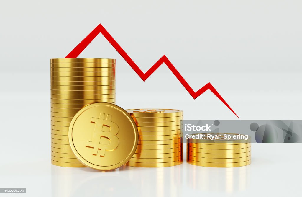 Bitcoin Line Graph Hacking Digital Cryptocurrency Bitcoin Coins Line Graph Crash Stock Photo ...
