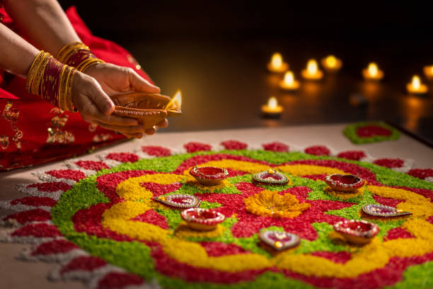 istock Traditional diya lamps lit during diwali celebration 1432727419