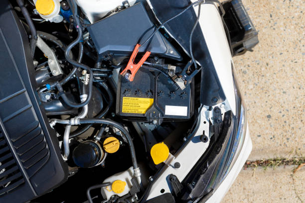 Car battery on a white background