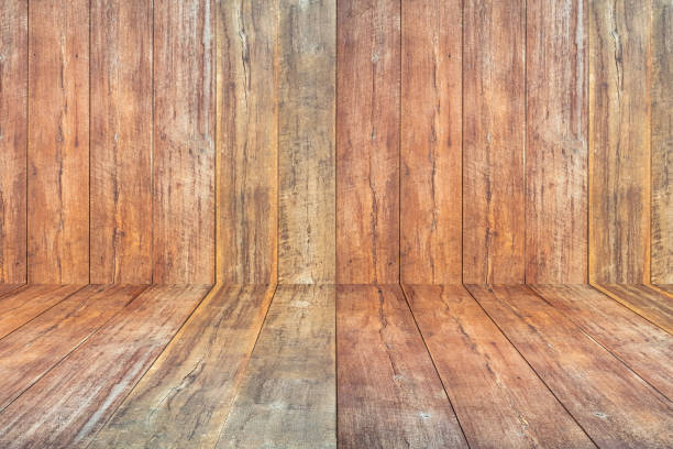 istock empty wooden planks wall perspective floor room interior background 1432734925