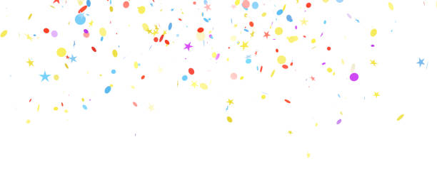 istock colorful confetti floating on white background,with clipping path. 1432735324