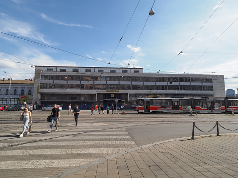 Brno, Czech Republic - Circa September 2022: Central post office building designed by Bohuslav Fuchs circa 1938