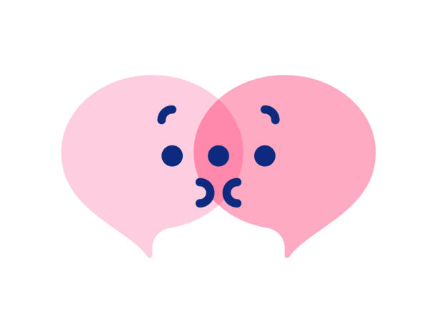 ilustrações de stock, clip art, desenhos animados e ícones de emoticons talking and online messaging - gossip couple love concepts
