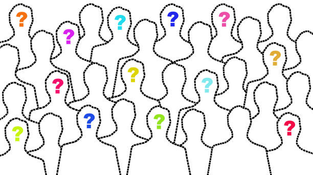 illustrazioni stock, clip art, cartoni animati e icone di tendenza di uomo mancante - question mark asking confusion audience