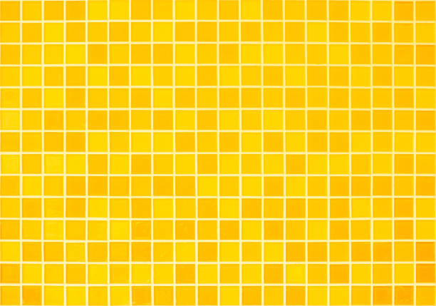 istock Orange ceramic wall chequered and floor tile bathroom background. Design geometric gray mosaic texture decoration bedroom. Simple seamless pattern grid for backdrop hospital wall, canteen and kitchen. 1432742820