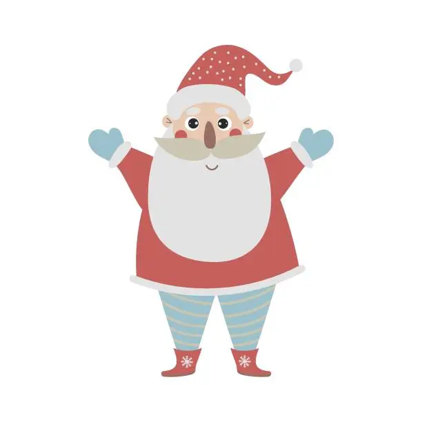 Vector illustration of Sticker cute santa claus