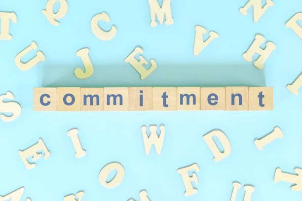 istock Commitment core values concept in business, company and organization. Word typography on wooden blocks flat lay. 1432744864