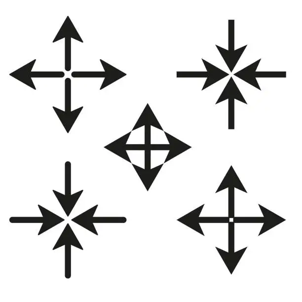 Vector illustration of Abstract crosses arrows for concept design. Flat character. Vector illustration. Stock image.