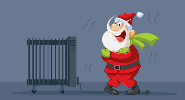 Santa Claus Feeling Cold Because Of Energy Crisis Vector Illustration Stock  Illustration - Download Image Now - iStock