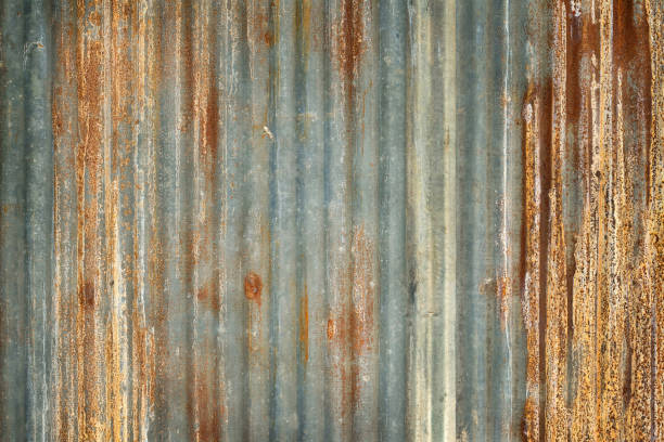 istock Old zinc wall texture background, rusty on galvanized metal panel sheeting. 1432758572