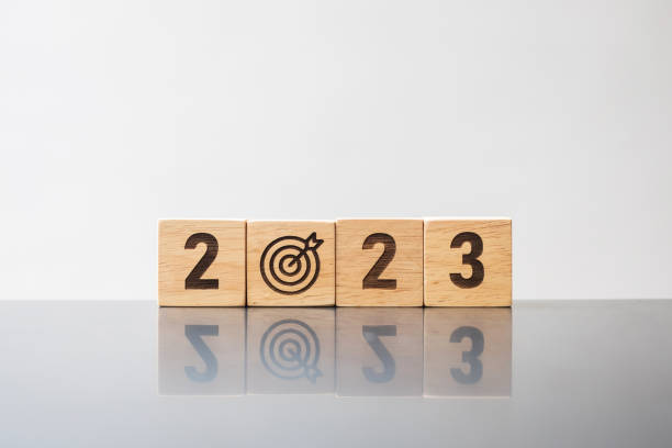 istock 2023 block with dartboard sign. Business Goal, Target, Resolution, strategy, plan, Action motivation, mission, thinking, and New Year start concepts 1432758625