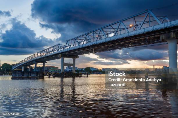 Sunset At Kapuas River Stock Photo - Download Image Now - Architecture, Bridge - Built Structure, Color Image