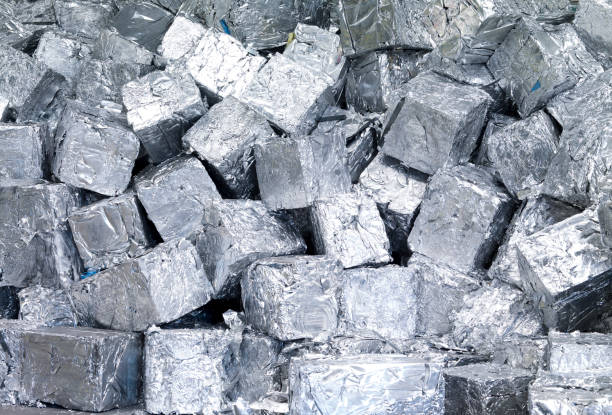 istock Compacted aluminum scraps in recycling plant 1432761757