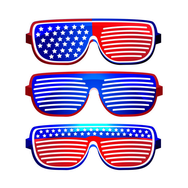 istock Set of USA focus sunglasses in flat style on isolated white background. Creative vector illustration. 1432763871