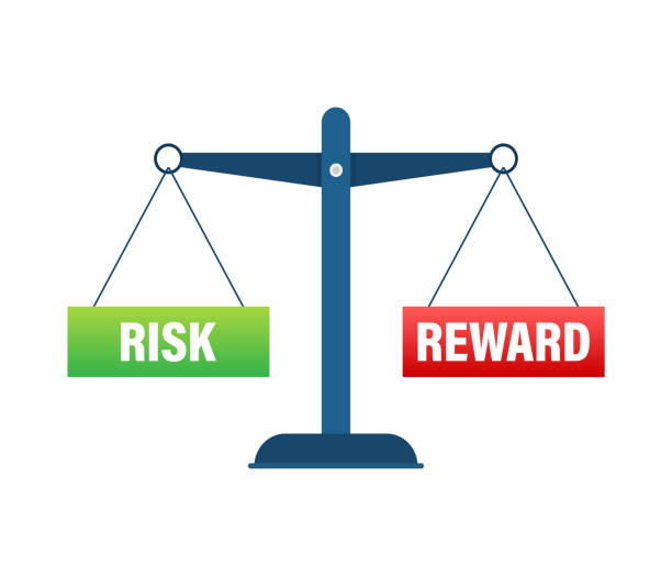 Risk vs reward balance on the scale. Balance on scale. Business Concept. Vector stock illustration vector art illustration