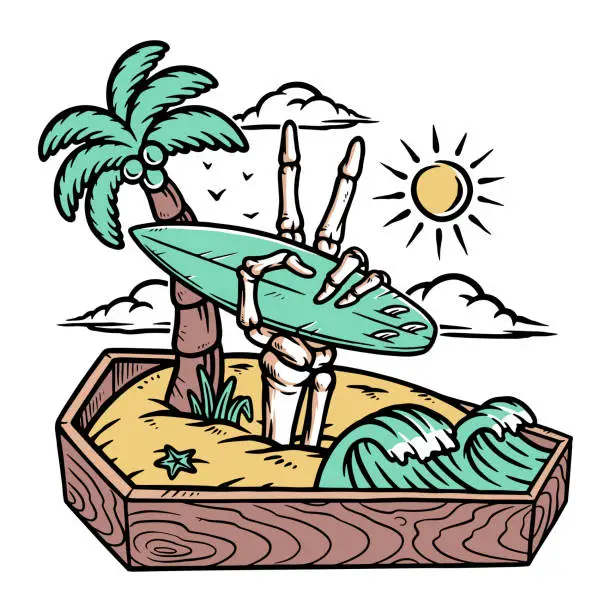 Vector illustration of make peace on the beach illustration