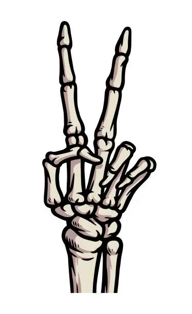 Vector illustration of peace sign skeleton hand vector illustration