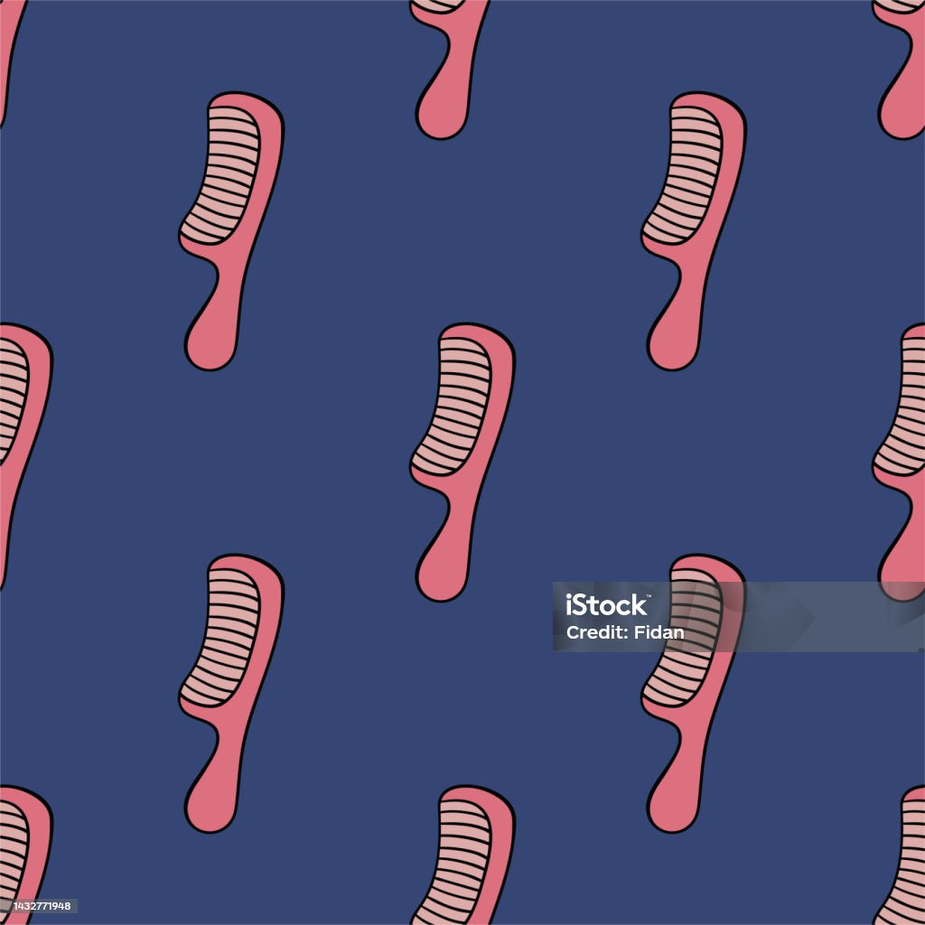 Comb Vector Seamless Pattern Cute Repeat Background For Textile Design ...