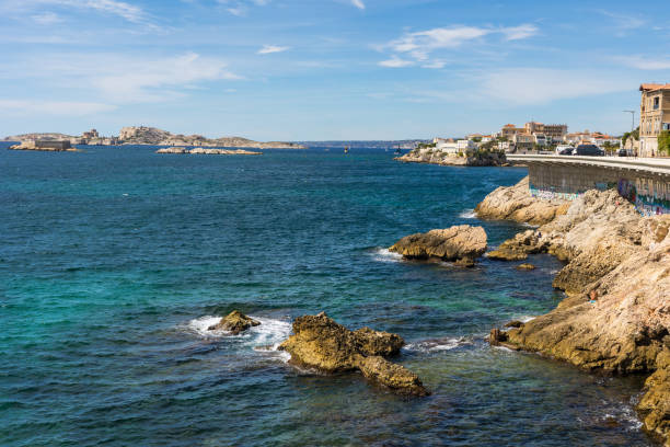 Summer view on the Corniche Kennedy in Marseille