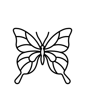 Butterfly line icon. Beautiful machaon butterfly shape with large typically wings and antennae. Thin line butterfly outline icon illustration. Editable stroke.
