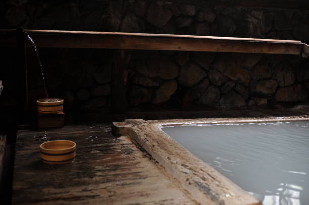 istock Buckets at indoor hot spring bath in northern Japan 1432776898