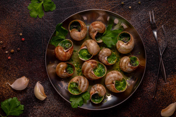 istock Bourgogne Escargot Snails with herb garlic oil. 1432776932