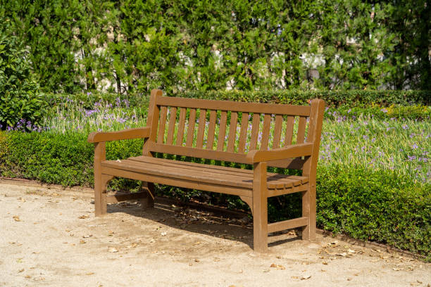 istock Bench without people, in a garden in Barcelona 1432778278