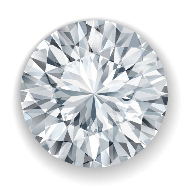リアルなカラフルなベクターダイヤモンドのイラスト。光屈折を伴うホワイトダイヤモンドの上面図 - diamond点のイラスト素材／クリップアート素材／マンガ素材／アイコン素材