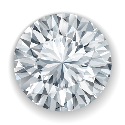 Realistic vector illustration. Top view of a white diamondRealistic colorful vector diamond illustration. Top view of a white diamond with light refraction