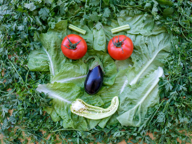 istock Face made of fresh vegetables and herbs 1432779121