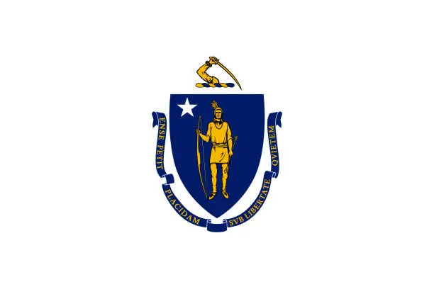 Vector illustration of Flag of Massachusetts, symbol of USA federal state