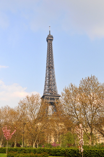 Paris, France- April 10, 2010: Paris is the center of French economy, politics and cultures and the top travel destinations in the globe.  It attracts the tourists all over the world.  Here is Eiffel Tower in Paris.