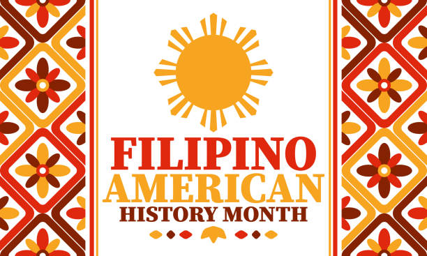 필리핀 미국 역사의 달. 해피 홀리데이는 10월에 매년 축하합니다. 필리핀과 미국 국기. 문화의 달. 애국적인 디자인. 포스터, 카드, 배너, 템플릿. 벡터 일러스트레이션 - philippines stock illustrations