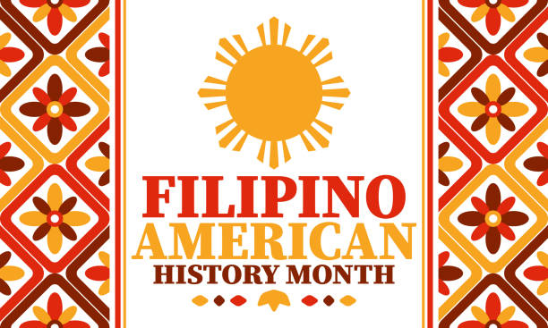 ilustrações, clipart, desenhos animados e ícones de mês da história filipina americana. feliz feriado comemora anualmente em outubro. filipinas e bandeira dos estados unidos. mês da cultura. design patriótico. pôster, cartão, banner, modelo. ilustração vetorial - philippino flag