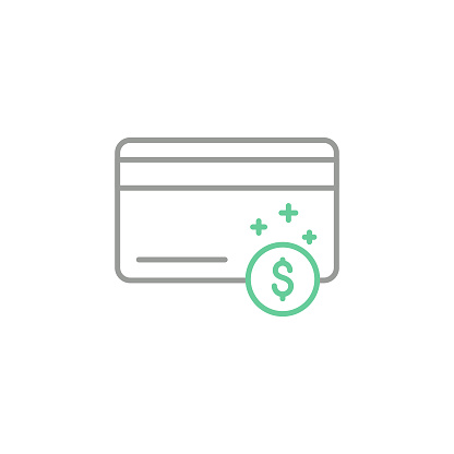 Credit Card Bonus Pay Colored Line Icon Design with Editable Stroke