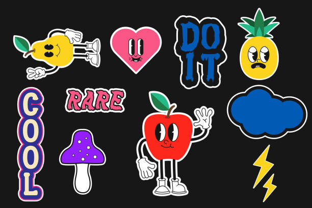 Classic Retro Good Vibe Sticker Grab up this classic good vibes sticker. It totally embodies, the retro beach vibes. This is for all the positive, fun, loving, chill, and happy people out there. You probably love sunsets and the beach. Give yourself some style with this rad and colorful cartoon of painted skull faces stock illustrations
